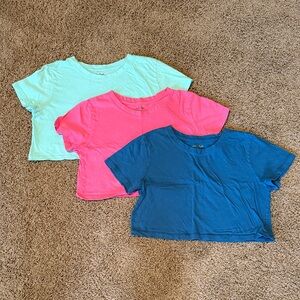 Vibrant Women's Crop Top Set - Blue, Pink, Aqua